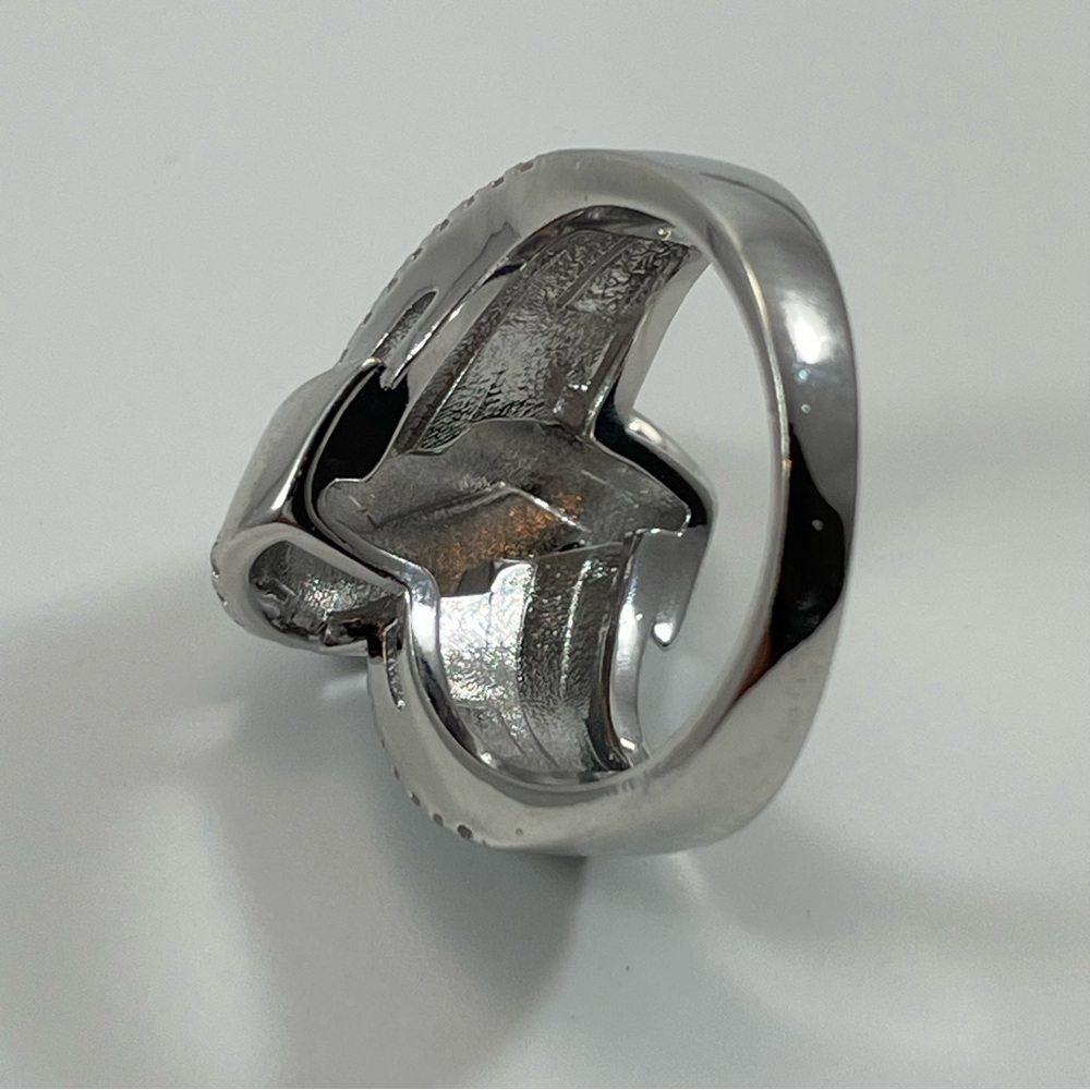 Ring Knot Band White Gray Diamond CZ Micro Paved Boho Statement Classic Stunning - Picture 6 of 7